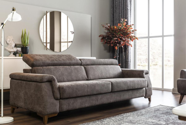 Dreisitzer Sofa 3 Sitzer Stoffsofa Sofas Grau Stoff Mit Bettfunktion