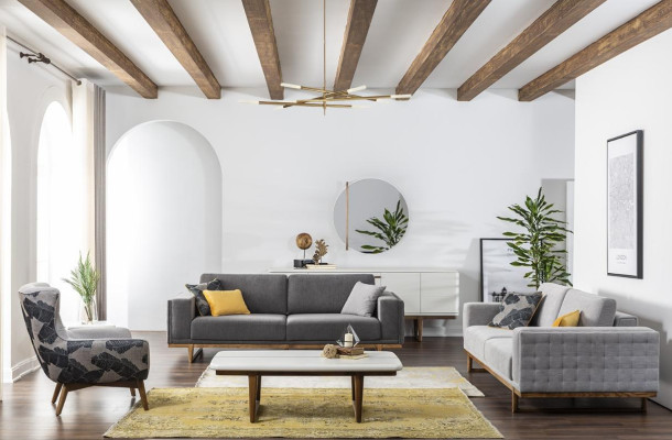 Sofagarnitur 331 Sitzer Stoffsofa Sofa Sofas Stoff Sessel Grau Modern