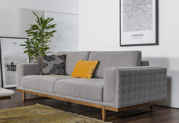 Sofagarnitur 331 Sitzer Stoffsofa Sofa Sofas Stoff Sessel Grau Modern