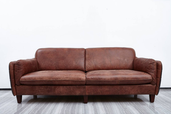 Luxury Vintage 3+2 Sitzer Echtleder Möbel Wohnzimmer Sofa Suite Loft garnituren