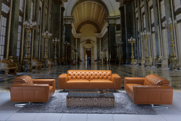 Chesterfield Sofagarnitur Set Braune Couchen Ledersofa Sofa Couch Klassische neu