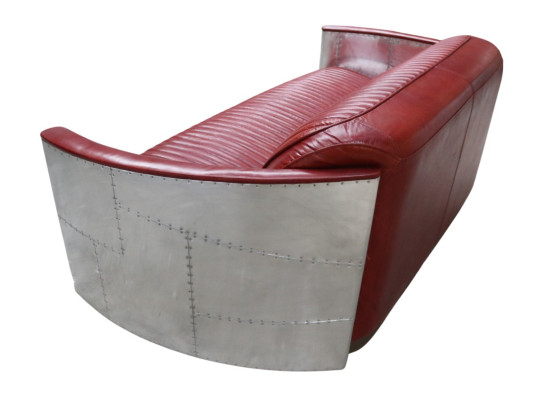 Ledersofa Couch Polster Sofa Aluminium Dreisitzer Vintage Luxus Möbel Sofas Neu