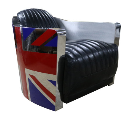 Echtleder Vintage Ledersessel Deko Designsessel Rocket Union Jack Vintage