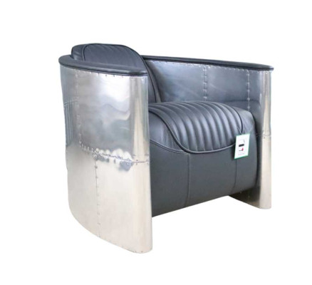 Echtleder Alu Sessel Cognac Flugzeugsessel Deko Aviator Armlehnsessel Neu