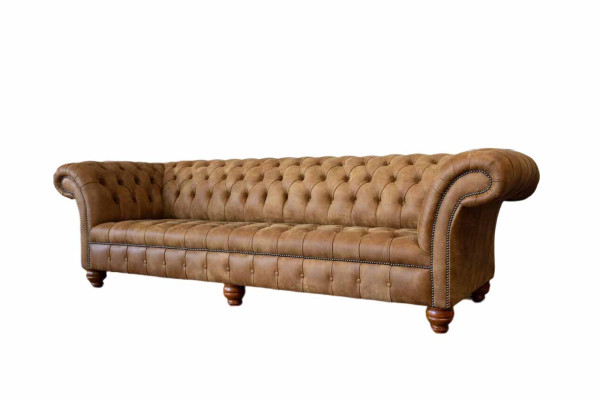 Sofa 4 Sitzer Chesterfield Polster Wohnzimmer Design Luxus Holz Neu