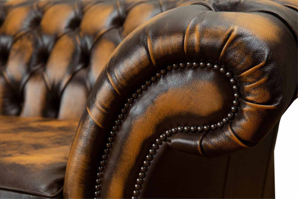 Braun Sofa 3 Sitzer Couch design Chesterfield Polster Sitz Leder Neu