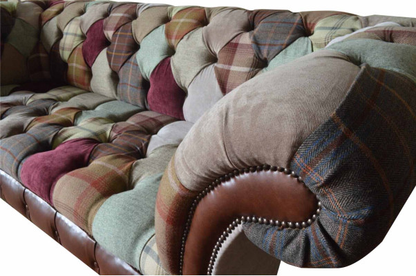 Dreisitzer Sofa Sitzpolster Chesterfield Stoff Couch Modern Möbel Neu