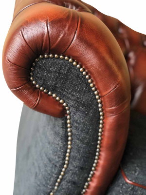 Modern Design Wohnzimmer Sofa 3 Sitzer Braun Chesterfield Couch Leder Polster Textil Neu