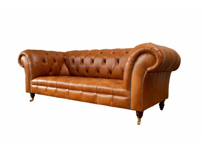 Cognac Sofa 3 Sitzer Polster Sofas Design Luxus Möbel Leder Couchen Dreisitzer