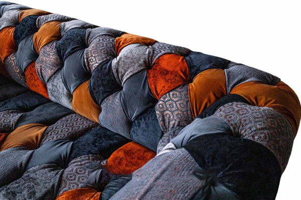 Chesterfield 3 Sitzer Sofa Couch Textil Samt Luxus Polster Sitz Big Samt