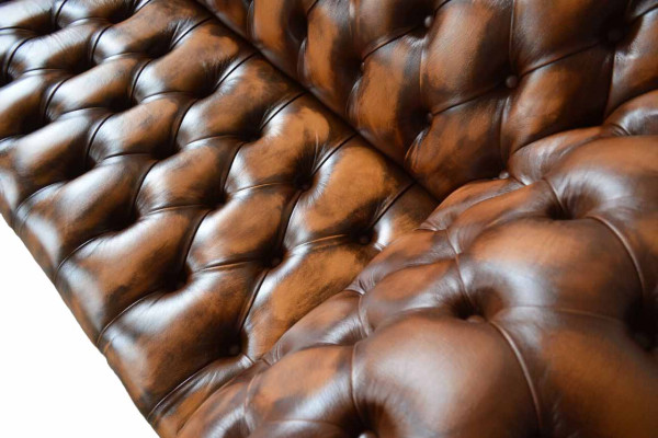 Chesterfield 3 Sitzer Sofa Ledersofa Couch Polster Sitz Braun Sofas Neu