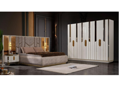 Komplette Schlafzimmer Doppelbett Bett Schrank Nachttische Weiß 4tlg  