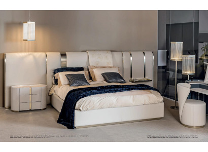 Schlafzimmer Bett Nachttisch mit Schubladen Möbel Italienische Einrichtung 3tlg