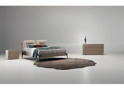 Schlafzimmer Set 5tlg. Set Bett 2x Nachttische Tischlampe Kommode Massiv Holz