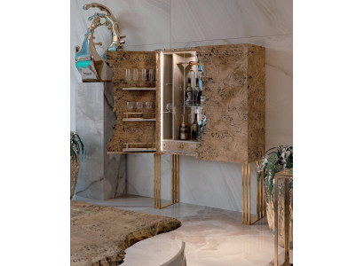 Vitrinen Bar Schrank Haus Designer Schränke Wand Holz Spiegel Vitrine Möbel Neu