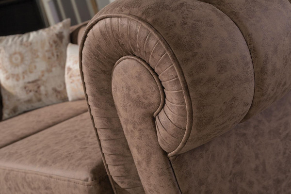 Weiß-Braune Chesterfield Sitzgruppe Designer Sofas Luxus Garnitur 3+2+1