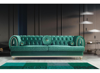 Modernes Sofa 3-er Grünes Sofa Luxuriöse Wohnzimmer Couch Holzgestell