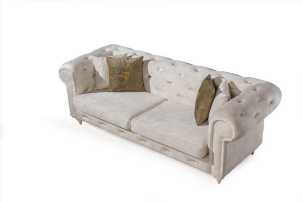 Stilvolle Wohnzimmer Sofagarnitur Dreistzer 2-Sitzer Luxus Sessel Couch