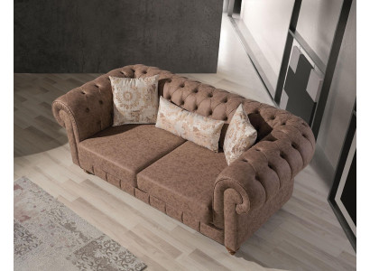 Stilvoller Brauner Chesterfield Zweisitzer Designer 2-er 2-Sitzer Couch