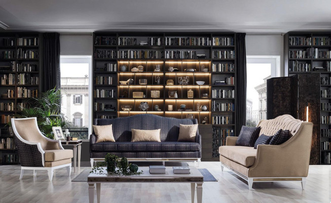 Beiger Chesterfield Dreisitzer Luxus Textilsofa Designer Stoffcouchen