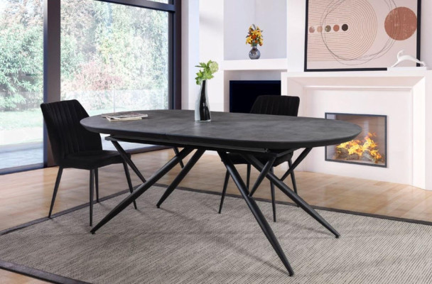 Ovaler Esszimmertisch Esstisch Ausziehbarer Küchentisch Holz Grau Groß