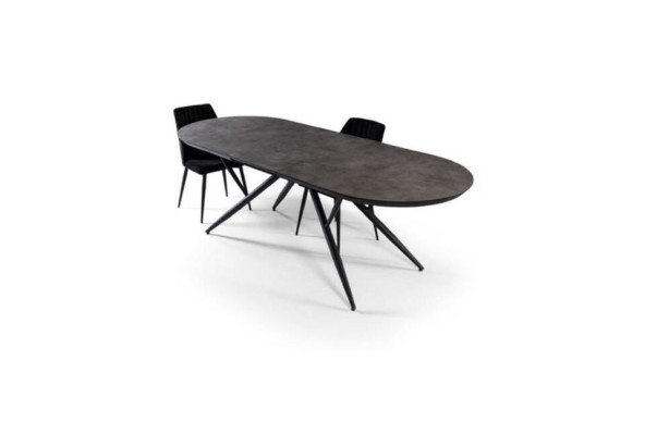 Ovaler Esszimmertisch Esstisch Ausziehbarer Küchentisch Holz Grau Groß