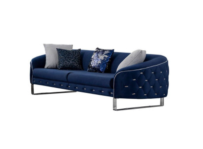 Designer Sofa 3 Sitzer Chesterfield Couch Polster Sofas Design Blau