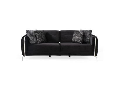 Designer Sofa 3 Sitzer big Couch Polster Sofas Design schwarz Samt Möbel
