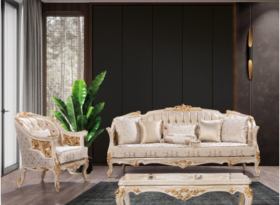 Luxus Chesterfield Sofagarnitur 3+1Sitzer Klassische Sofa Barock Polster Sitz