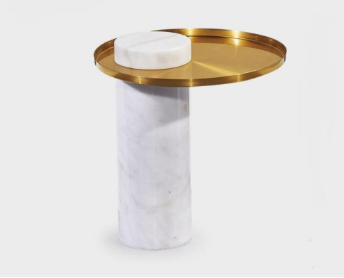 Stilvoller Runder Weißer Beistelltisch Luxus Couchtisch Wohnzimmer Möbel