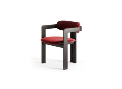 Luxus Roter Esszimmer Stuhl Holzgestell Designer Polster Einsitzer Textil
