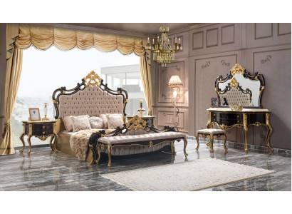 Doppelbett Garnitur Chesterfield Luxus Schlafzimmer Bett 6tlg Schwarz betten