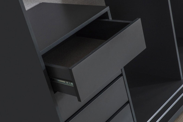 Moderne Schrank Kleiderschrank Schlafzimmer Schränke Grau Holz Spiegel