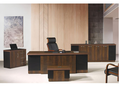 Bürotisch Büromöbel Komplettbüro Schreibtisch Set 4tlg Holz Braun Büro