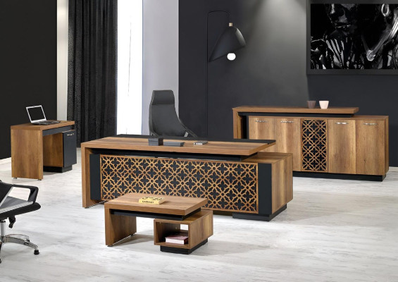 Komplettbüro Büromöbel Schreibtisch Büro Bürotisch Set 4tlg Holz Braun