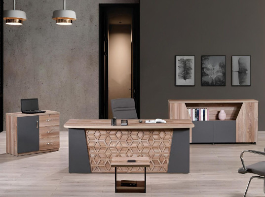 Komplettbüro Büromöbel Schreibtisch Büro Bürotisch Set 4tlg Holz Braun