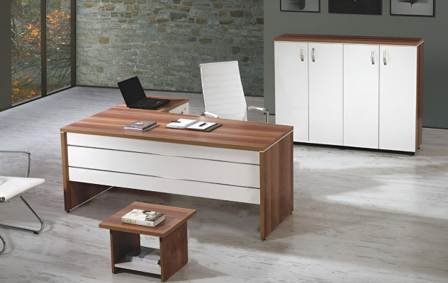 Büromöbel Set 3tlg Eckbürotisch Komplettbüro Schrank Holz Gruppe Weiß