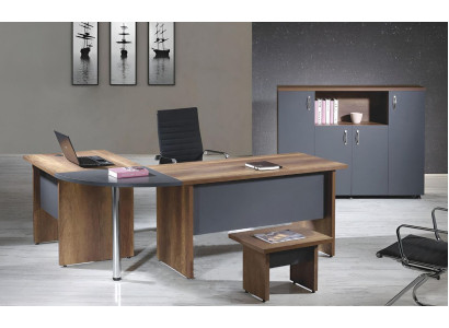 Arbeitszimmermöbel Computermöbel Büromöbel Eckbürotisch 3tlg Holz Grau
