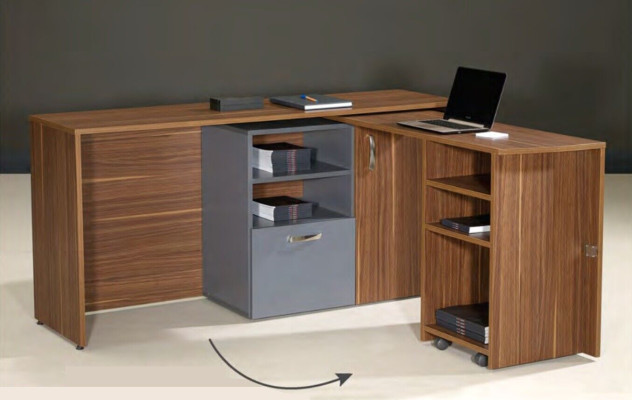 Büroschrank Schreibtisch 2 in 1 Funktions Schrank Tisch Holz Braun Neu