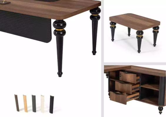 Großer Holz Eckschreibtisch Arbeitszimmermöbel Chef Tische Holzmöbel