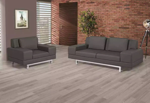 Graue Couchgarnitur Dreisitzer Sessel Sofagarnitur Arbeitszimmer Sofas