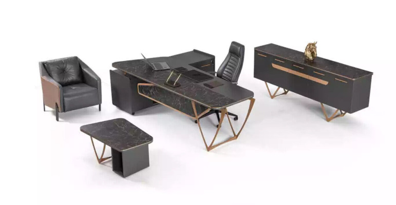 Büromöbel Eckschreibtisch mit Schubladen Moderner Arbeitszimmer Tisch