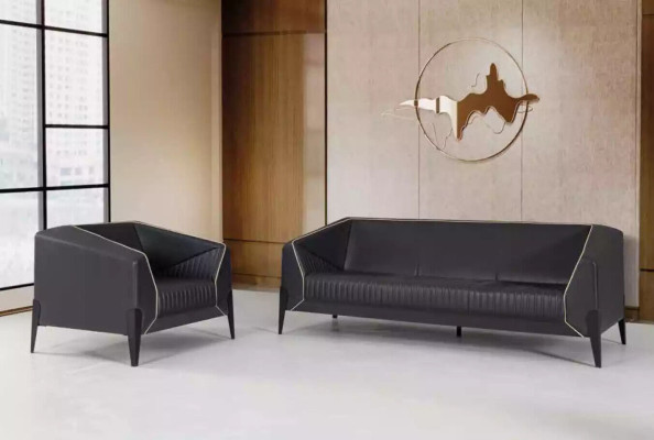 Schwarzes Ledersofa Büromöbel Wohnzimmer Neue Couch Luxus Polstersofas
