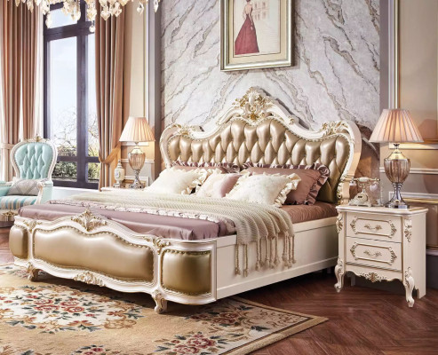 Klassischer Luxus Schlafzimmer Luxus Set 3tlg Bett + 2x Nachttische neu