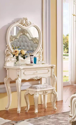 Klassischer Schminktisch Hocker Designer Holzmöbel Set Schlafzimmer 2tlg