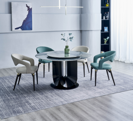 Moderne Essgruppe Designer Rundtisch 4x Stühle Esszimmergarnitur 5tlg