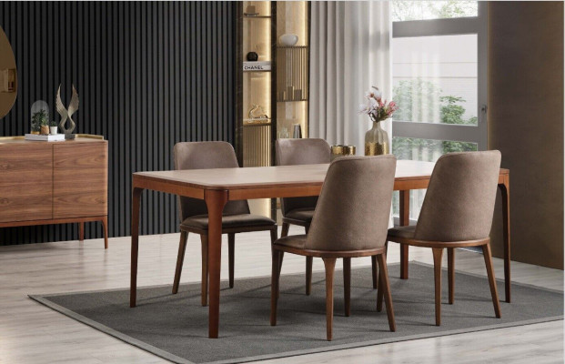 Esszimmer Gruppe Essgruppe Essecke Esstisch Stühle 7tlg Holz Braun