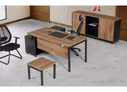Braune Arbeitszimmer Möbel Luxus Set Schreibtisch Büroschrank Couchtisch 3tlg.