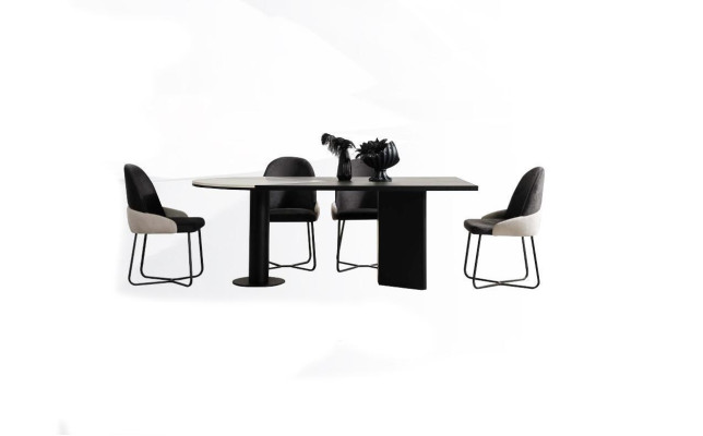 Essgruppe Esszimmer Gruppe Essecke Esstisch Stühle 7tlg Holz Schwarz