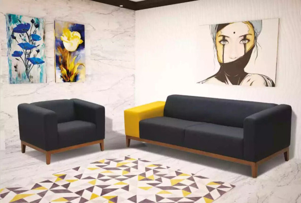 Arbeitzimmer Schwarz Sessel Luxus Sitz Polster Stoff Textil Möbel 92x77x65